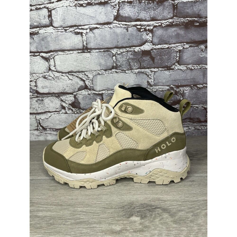 Holo Footwear Troy Eco Leather Mid WP Hiking Boots Khaki Women’s Sz 9M US/40.5EU